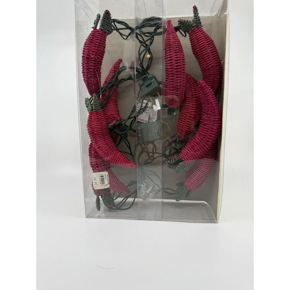 World Market Decorative Wicker Red Hot Pepper String Lights Set of 10
